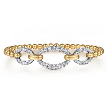 Stylish 21K Two-Tone Diamond Link Bangle with Bujukan Detailing