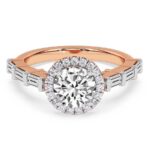 Classic Halo Side Stone Ring in Rose Gold - Image 2