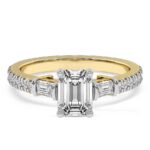 Yellow Gold Opalina Charm Side Stone Lab Diamond Ring - Image 4