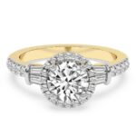 Yellow Gold Liora Cascade Halo Lab Diamond Ring