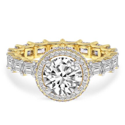 Yellow Gold Amaryllis Side Emerald Lab Diamond Ring