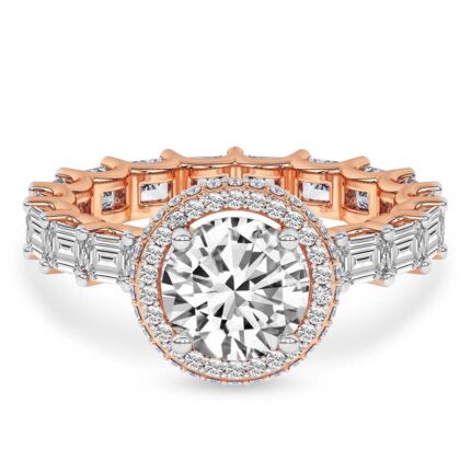 The Amaryllis Side Emerald Ring in Rose Gold