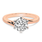 Seraphina Twist Prongs Solitaire Ring in Rose Gold with 1.5mm Lab Diamond
